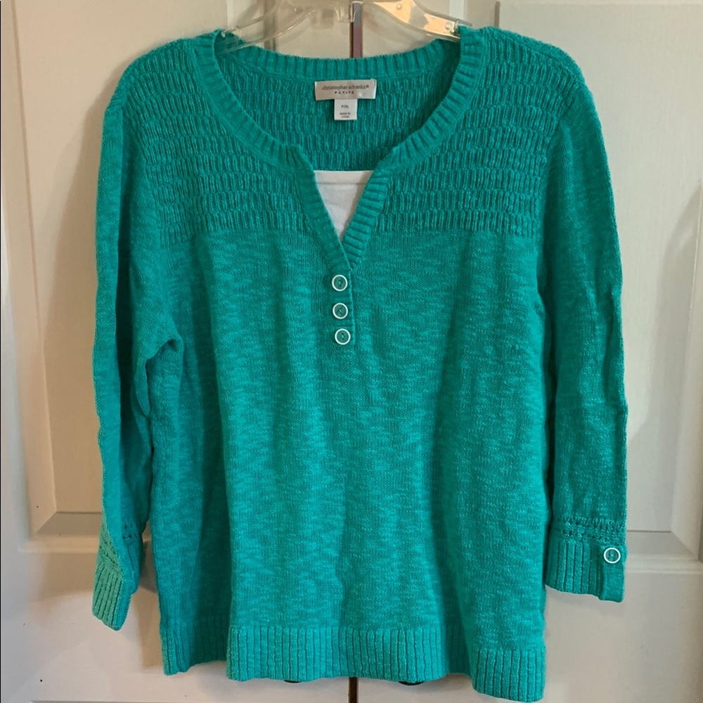 Christopher & Banks Blue V-Neck Sweater Knit